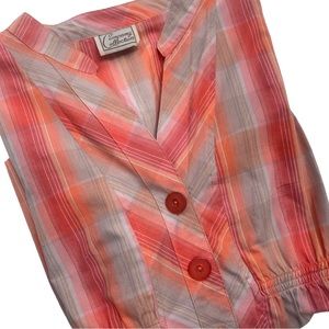 Company Collection Plaid V Neck 3/4 Long Sleeve Top Womens Large